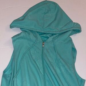 Vibrant mint green/turquoise Hooded swim zipper up hoodie cover up